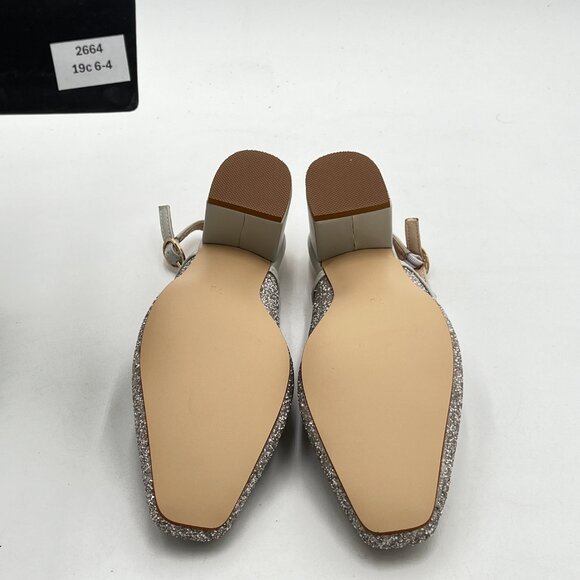 XYD Women Sparkly Low Chunky Block Heel Glitter Sandals Slingback Closed… - Picture 6 of 7